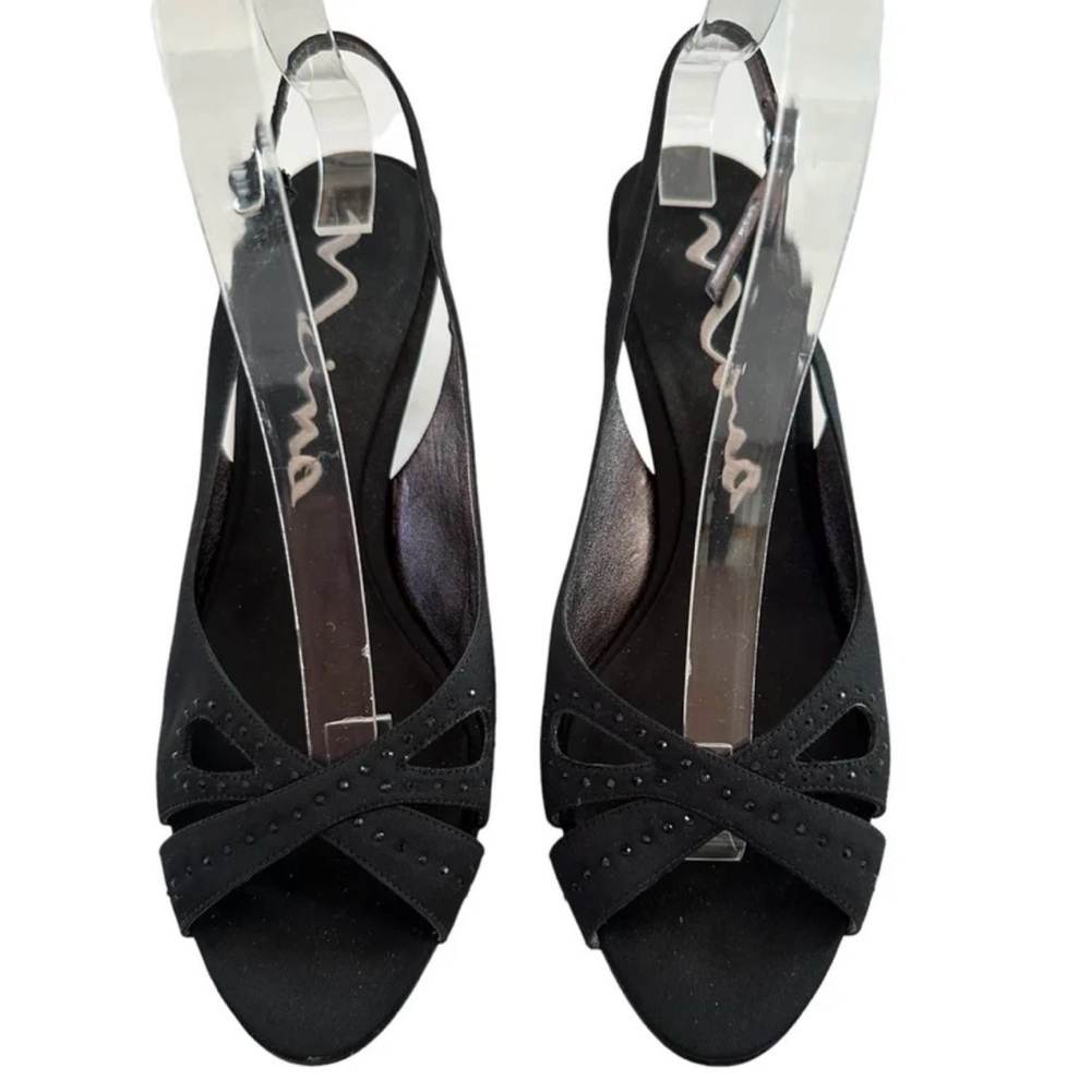 Nina Women's Caitrin Open Toe Sling Black size 9.5M Heels